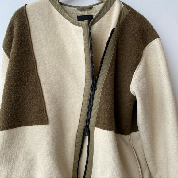 Denham : Sherpa Lined Knit + Felt Patch Asymmetric Zip Jacket : Medium - Picture 10 of 16